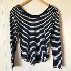 LOFT Striped Cotton Blend Top Size S